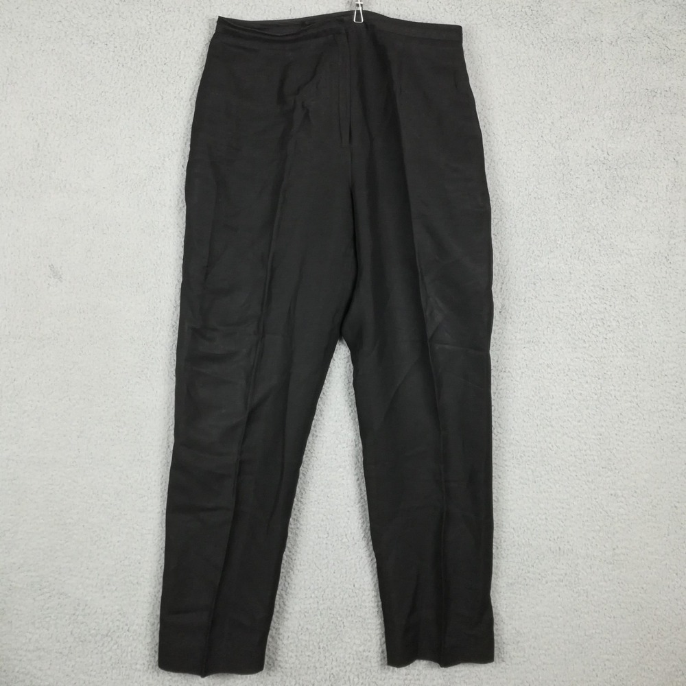 Ann Taylor Womens Dress Pants Linen Blend Trouser Tapered Fit Black 12